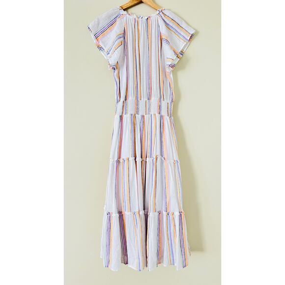 Rails Amellia Dress Merida Stripe Linen Flowy Ruffle Tiered Smocked Waist Small - Picture 7 of 12